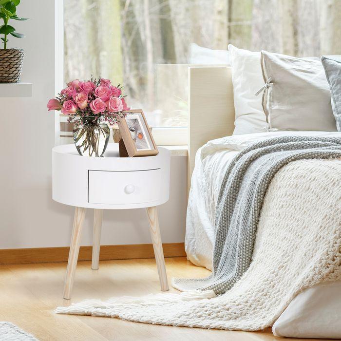 Produktbild Swisshandel24 Couchtisch, Beistelltisch mit Schublade, Runder Kaffeetisch, Sofatisch für Wohnzimmer, Schlafzimmer