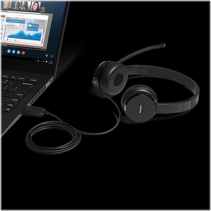 Actual product image Lenovo 100 Mono USB Headset (Cable, USB-A)