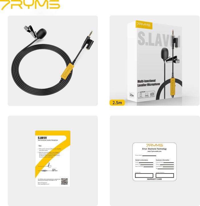 Immagine prodotto 7Ryms Microfono lavalier multifunzionale (4.5m)