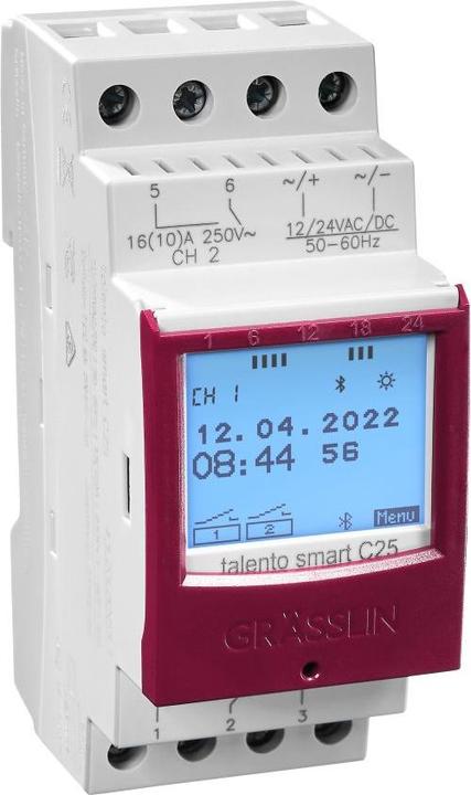 Actual product image Grässlin Channels = 2 digital timers DIN rail, 2 changeover contacts