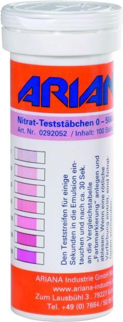 Nährwerte und Zutaten Ariana Messstäbchen TRGS 611 Nitrat-Gehalt 0-500 mg/l 100 St.