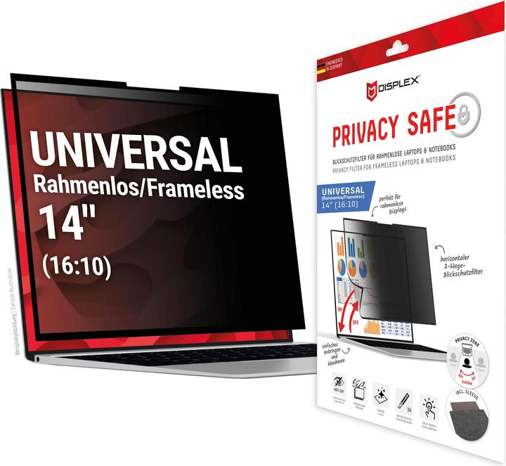Actual product image Displex Privacy Safe randlos, Laptop Blickschutzfilter (14", 16 : 10)