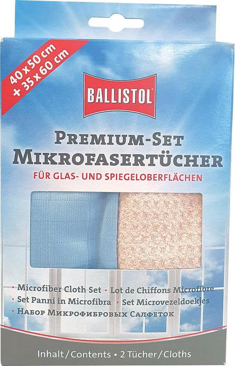 Produktbild Ballistol Premium-Set zwei Mikrofasertücher – Für Glas- undSpiegeloberflächen (beige/blau) (2 Stk.)