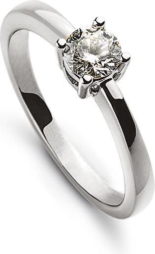 Muau Solitaire ring 4-handle setting white gold 750, brilliant 0.33ct. (54, 950 Platin)