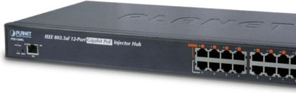 Actual product image Planet POE-1200G Power Over Ethernet Injector Hub (802.3at (PoE+), 802.3af (PoE), 802.3bt (PoE++), 220 W)