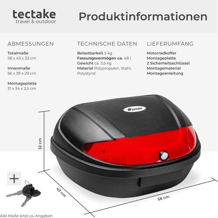 Produktbild tectake Topcase (48 l)