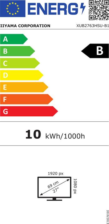 Energy Label iiyama TFT XUB2763HSU (1920 x 1080 pixels, 27")