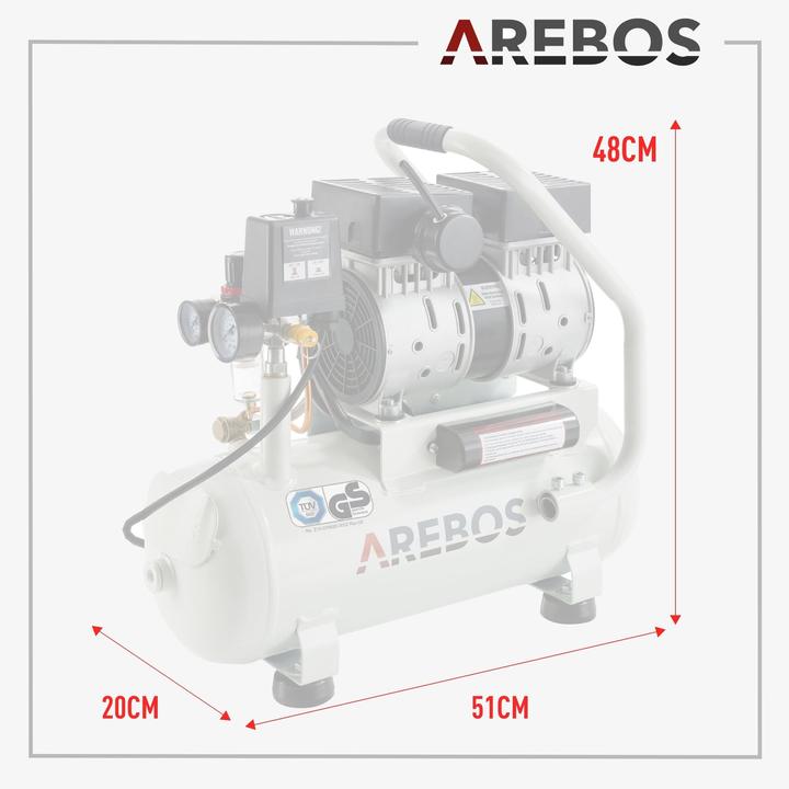 Actual product image Arebos Whisper compressor (8 bar, 12 l)