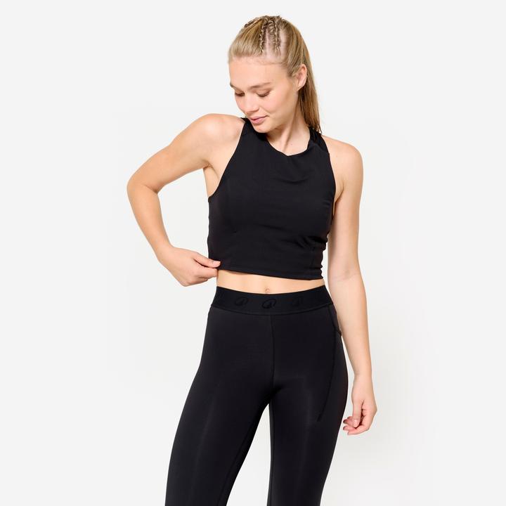 Domyos Crop Top Damen enganliegend - schwarz (M)