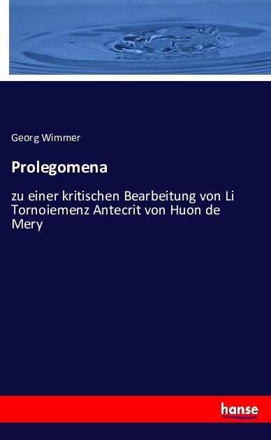 Produktbild Prolegomena (Georg Wimmer, 2016)