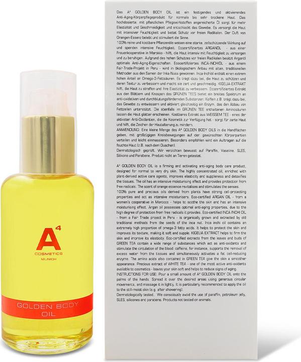 Image du produit A4 Health and Beauty Huile corporelle dorée (Huile pour le corps, 100 ml)