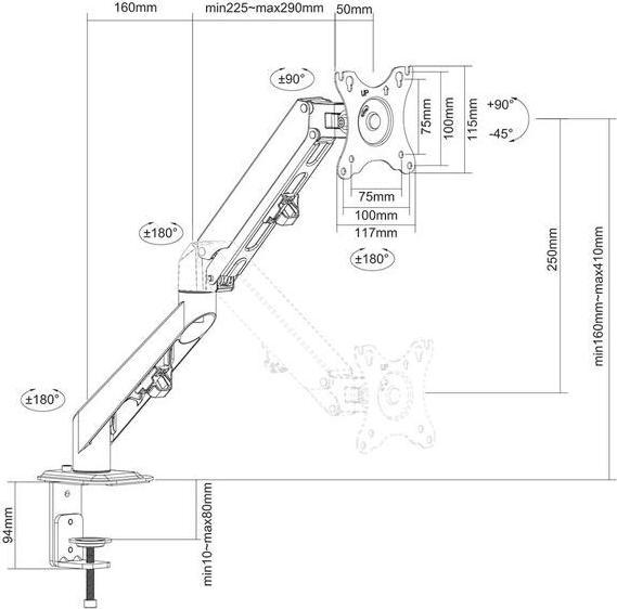 Actual product image Neomounts DS70-700BL1 (Table, 27")