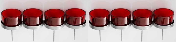 Produktbild Novaliv 8er-Set Teelichthalter rot - Kerzenhalter zum Stecken - Teelichtgläser - Adventskranz - 5cm (10 x 5 cm)