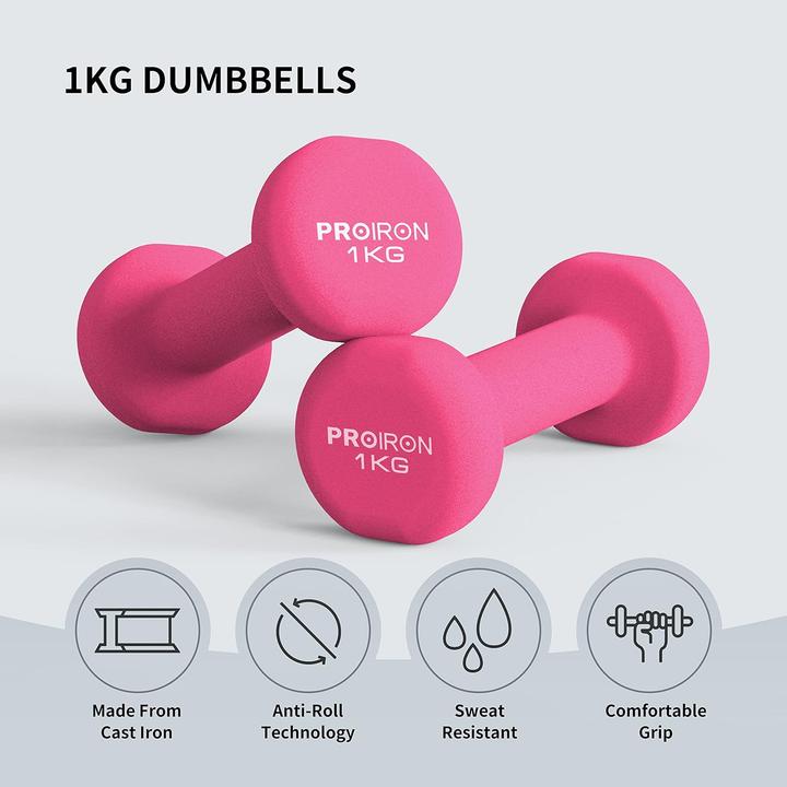Produktbild Proiron Neopren Kurzhanteln-Set (2 x 1 kg, 2 x 2 kg, 2 x 3 kg)