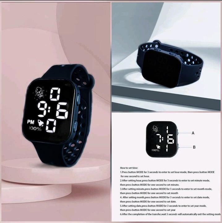 Cbx Fashion LED-Digitaluhr mit Silikonarmband 12-Stunden-Anzeige Dunkelblau (Digitaluhr, 39 mm)