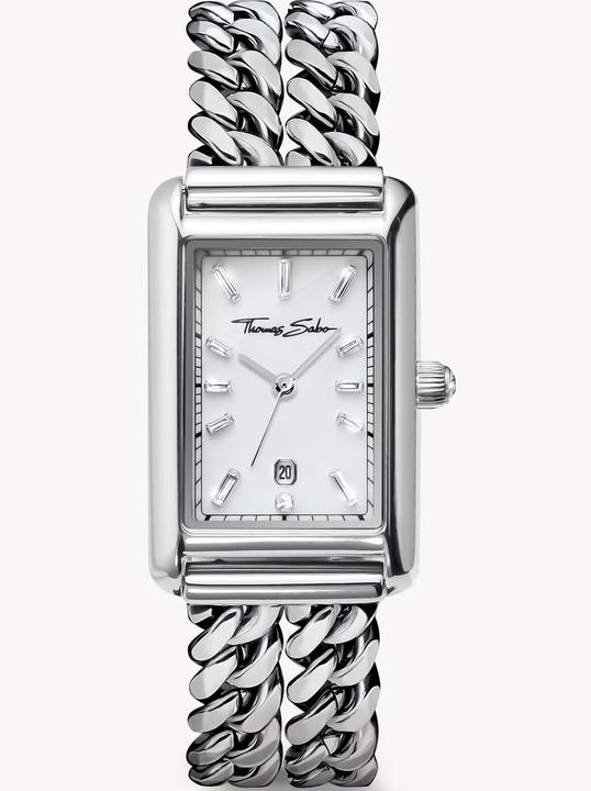 Produktbild Thomas Sabo Damenuhr rechteckig silberfarben (Analoguhr)