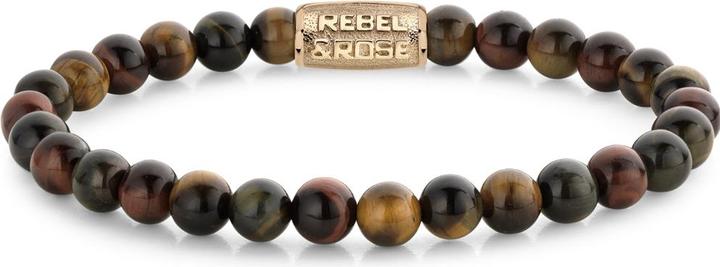 Rebel & Rose Armband Who's afraid of the Tiger RR-60099-G-L Herren (19 cm, Edelstahl, Tigerauge)