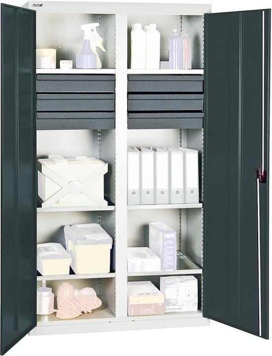 Produktbild Stumpf Werkzeugschrank S3000 RAL 7035/7016 2 Abt., 6 Wannenböden 6 Schubladen (100 cm, 180 cm)