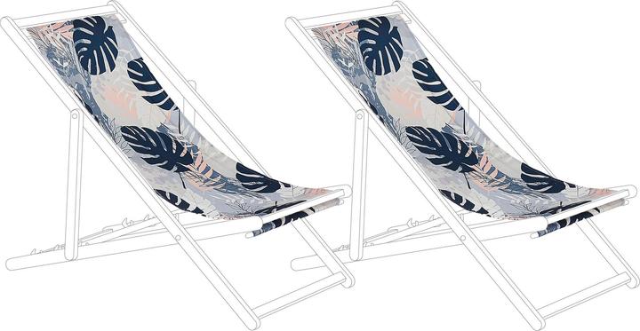Image du produit Beliani Housse en tissu, lot de 2, pour chaise longue de jardin ANZIO / AVELLINO motif feuilles bleu