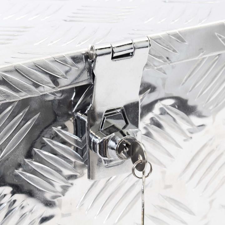 Actual product image XPOtool Aluminium Tool Box 50.8x30.5x24cm Silver-coloured Transport Box Workshop Toolbox with Key