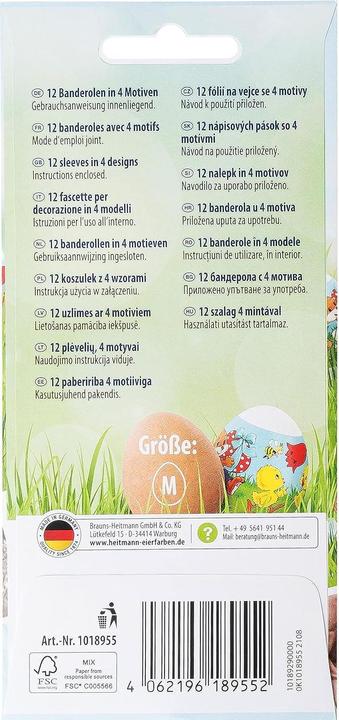 Voedingswaarden en ingrediënten Brauns Heitmann Brauns-Heitmann 12 eierbanden traditie in 4 motieven (1 x)