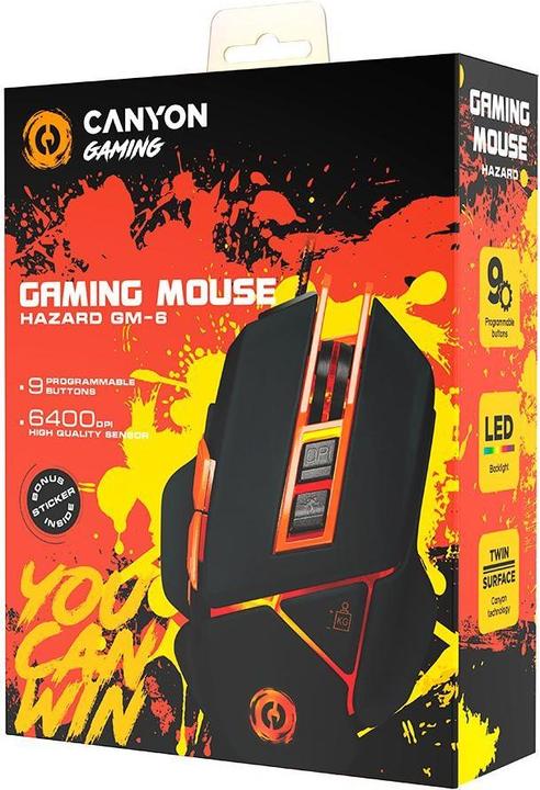 Actual product image Canyon Gaming mouse Hazard GM-6, with backlight, 9 programmable buttons, 6400 DPI (Cable)