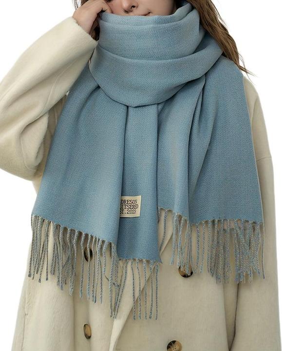 Immagine prodotto Only-Bags.Store Sciarpa bifacciale a due colori Basic Basic Imitazione Cashmere Sciarpa con nappe Autunno Inverno