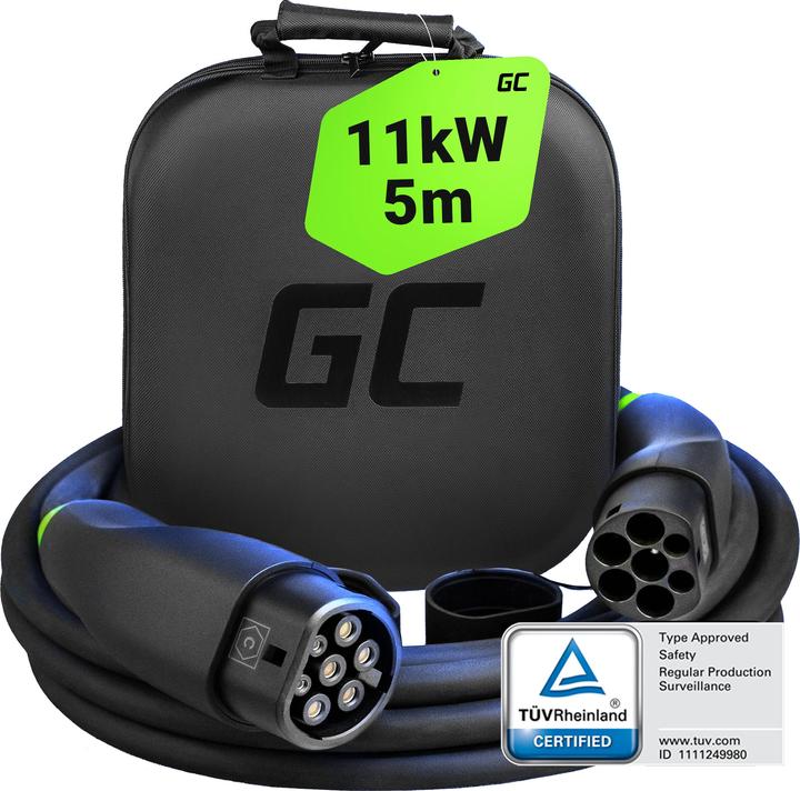 Produktbild GreenCell Kabel EV Green Cell GC Snap Type 2 11kw 5m (Typ 2, 11 kW, 16 A, 5 m)