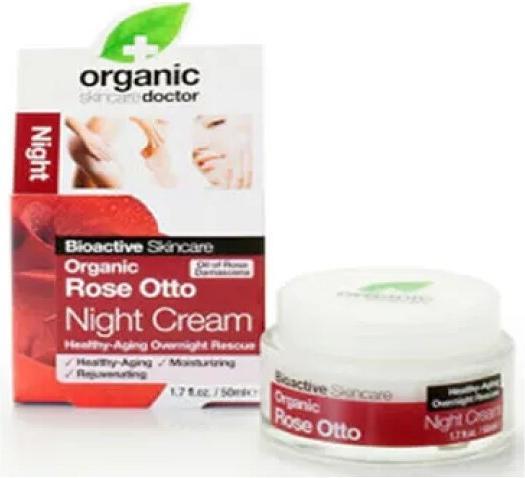 Actual product image Dr. Organic Dr Organic Rose Otto Night Cream Natural Vegan Cruelty Free Paraben SLS Free Restoring 50ml (50 ml, Night cream)
