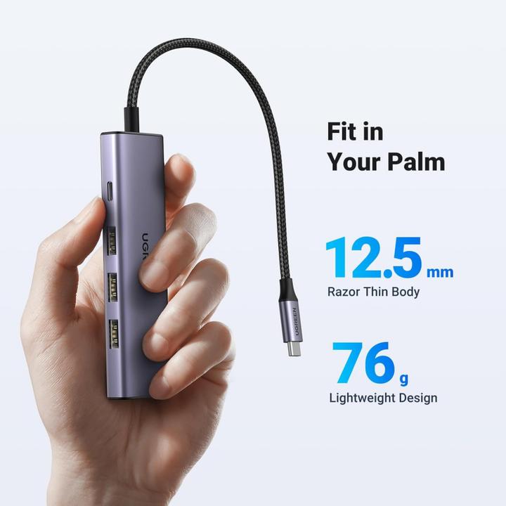 Immagine prodotto Ugreen HUB CM511 15597 5in1 USB-C - USB-C PD / HDMI / 3x USB-A 3.0 - grigio (USB-C, 5 Porti)