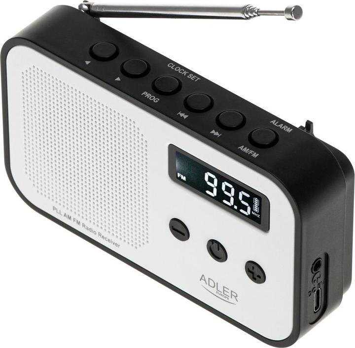 Image du produit Adler Interactive solution | Digital radio PLL AM/FM | AD 1907 | Alarm function | White/Black (AM, PLL, FM, VHF)