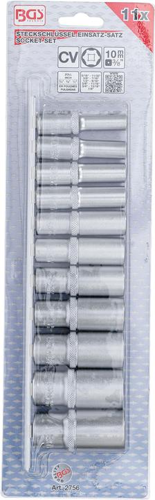 Produktbild BGS Steckschlüssel-Einsatz-Satz Sechskant, tief 10 mm (3/8") Zollgrössen 11-tlg. (3/8")
