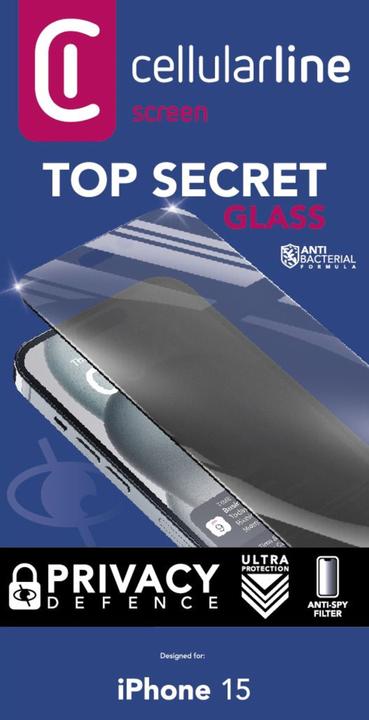 Image du produit Cellularline Top Secret Glass (1 pièce(s), Apple iPhone 15)