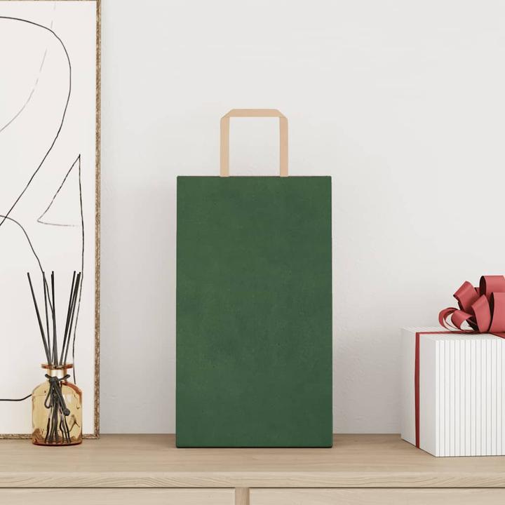 Actual product image VidaXL Kraft paper bags 250 pcs. with handle green 21x11x36 cm paper bag (Gift bag, 250 x)