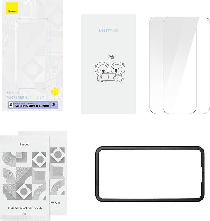 Image du produit Baseus Tout-verre Crystal Tempered Glass EasyStick Film iP14 (Pack de 2) (2 pièce(s), Apple iPhone 14 Pro)