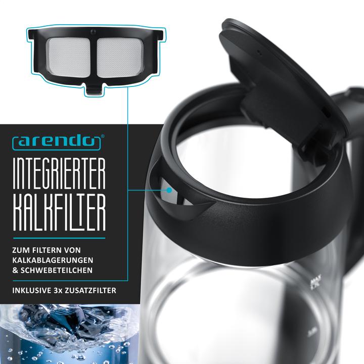 Image du produit Arendo Bouilloire en verre en acier inoxydable (1.70 l)
