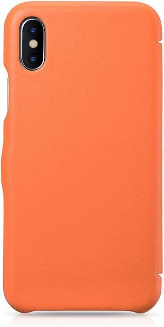 Produktbild iCarer iPhone X/XS - Luxury Series Echtleder Flip Case RI802-IG, orange (Apple iPhone X, Apple iPhone XS)