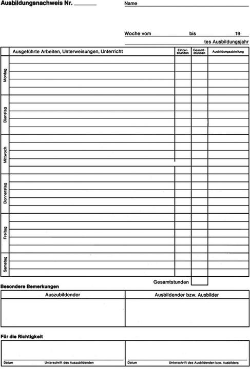 Nutritional values and ingredients Report booklet Training record daily DIN A4 80g/m² 28 sheets (28 x)