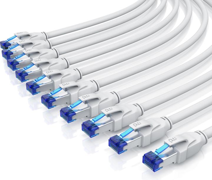 Image du produit Primewire 10x CAT 8.1 Netzwerkkabel 40 Gbits, LAN Kabel Patchkabel, CAT 8 Gigabit Ethernet Cable, RJ45 Stecker (S/FTP, PiMF, CAT8.1, 0.25 m)