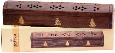 Sattva Ayurveda Incence Wooden Box Buddha Wooden Incense Box With Buddha Motif
