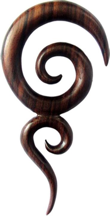 Star Piercing Ohrgewicht doppel Spirale aus Sonoholz (ohne Messing, Organisch)
