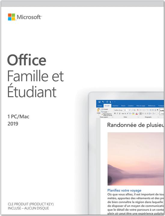 Image du produit Microsoft Office Home & Student 2019 Français (1 Utilisateur, Illimité)
