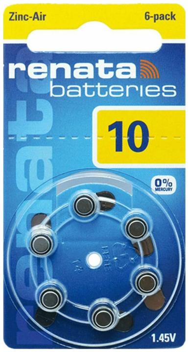 Actual product image Renata Hörgeräte-Batterien ZA10.DP6 0%HG (6 pcs., 10, 105 mAh)