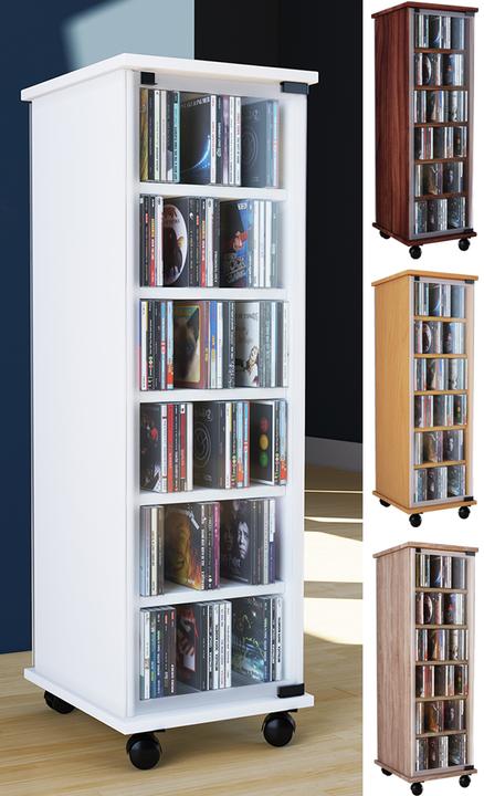 Immagine prodotto VCM Scaffale porta CD DVD in legno di Valenza con porta in vetro girevole (31 x 35 x 98 cm)