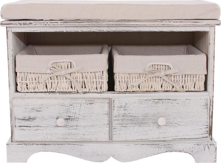 Produktbild JOHN316 Sitzbank 2 Körbe Shabby-Look (62 cm)