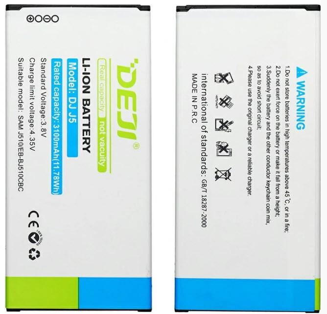 Actual product image DEJI Replacement battery Galaxy J5 (2016) EB-BJ510CBC 3100mAh