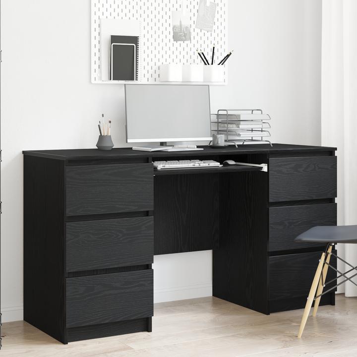 Produktbild VidaXL Schreibtische 2 Stück Schwarz Eiche 140x50x76 cm Holzwerkstoff (140 x 50 x 76 cm)
