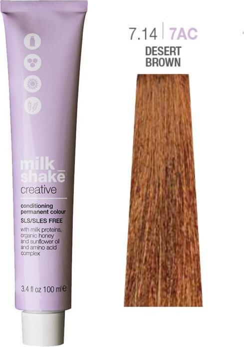 Actual product image Milk_Shake Creative - farba do włosów 100ml, pełna paleta kolorów - 7,14 | 7AC || Średni Miedziany Popielaty (7,14, 7AC, Średni Miedziany Popielaty)