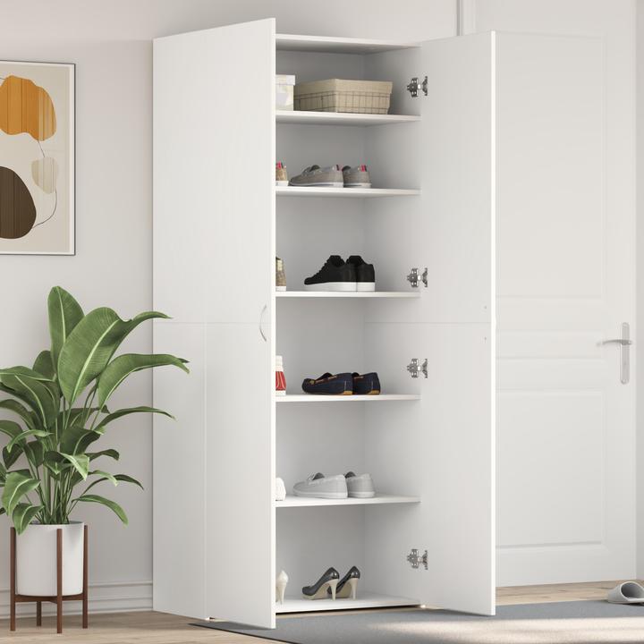 Actual product image VidaXL Shoe cabinet white 80x35.5x180 cm wood-based material (80 x 35.5 x 180 cm)