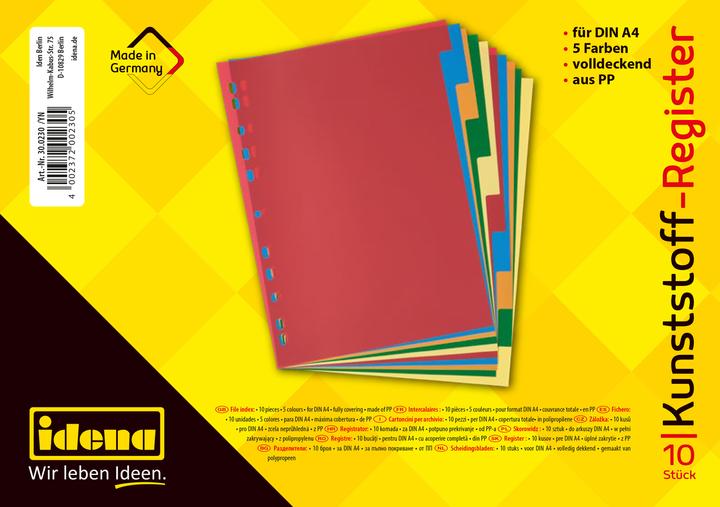 Produktbild Idena Kunststoffregister A4 10 teilig 120µ